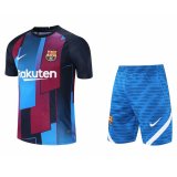 21/22 Barcelona Red - Blue Soccer Training Suit Jersey+Short Mens