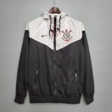 22/23 Corinthians Hoodie White - Black All Weather Windrunner Soccer Jacket Mens