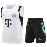 23/24 Bayern Munich White Soccer Training Suit Singlet + Short Mens