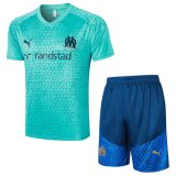 23/24 Olympique Marseille Green Soccer Training Suit Jersey + Short Mens