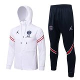 21/22 PSG x Jordan Hoodie White II Soccer Training Suit Jacket + Pants Mens