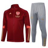 23/24 Arsenal Burgundy Soccer Training Suit Jacket + Pants Mens