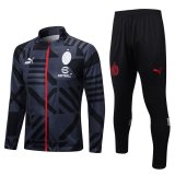 22/23 AC Milan Black - Grey Soccer Training Suit Jacket + Pants Mens