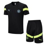 22/23 Manchester City Black Soccer Training Suit Jersey + Short Mens