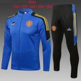 21/22 Manchester United Blue Soccer Training Suit Jacket + Pants Kids