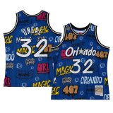 (O'NEAL - 32) 1994-95 Orlando Magic Blue Slap Sticker Swingman Jersey Mens