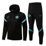 21/22 Inter Milan Hoodie Black Soccer Training Suit (Jacket + Pants) Mens