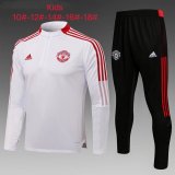 21/22 Manchester United White Soccer Training Suit Kids
