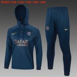 (Hoodie) 23/24 PSG Royal Soccer Training Suit Sweatshirt + Pants Kids
