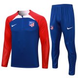 23/24 Atletico Madrid Blue Soccer Training Suit Sweatshirt + Pants Mens