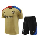 24/25 Barcelona Gold Soccer Training Suit Jersey + Short Mens