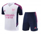 23/24 Arsenal White Soccer Training Suit Jersey + Short Mens