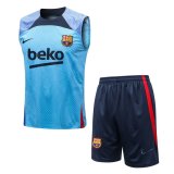 21/22 Barcelona Sky Blue Soccer Training Suit Singlet + Short Mens