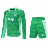 21/22 Juventus Goalkeeper Green Long Sleeve Soccer Kit (Jersey + Short) Mens