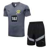 22/23 Borussia Dortmund Grey Soccer Training Suit Jersey + Short Mens