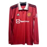 22/23 Manchester United Home Long Sleeve Soccer Jersey Mens