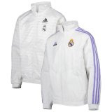 23/24 Real Madrid On-Field Team Logo Anthem Reversible White Full-Zip Soccer Windrunner Jacket Mens