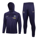 (Hoodie) 23/24 PSG Dark Purple Soccer Training Suit Jacket + Pants Mens