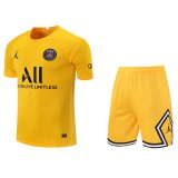 21/22 PSG Goalkeeper Yellow Mens Soccer Kit (Jersey + Shorts)