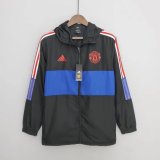 22/23 Manchester United Black - Blue Soccer Windrunner Jacket Mens