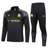 23/24 Olympique Marseille Black - Grey Soccer Training Suit Sweatshirt + Pants Mens