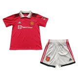 22/23 Manchester United Home Soccer Jersey + Shorts Kids