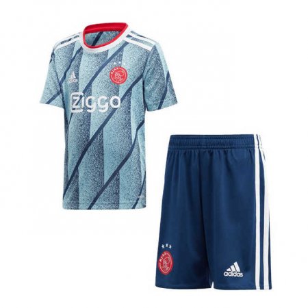 2020-21 Ajax Away Gray Blue Youth Soccer Jersey+Short