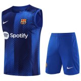 23/24 Barcelona Blue Soccer Training Suit Singlet + Short Mens