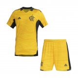 21/22 Flamengo Yellow Goalkeeper Soccer Jersey + Short Kids