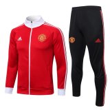 22/23 Manchester United Red - White Soccer Training Suit Jacket + Pants Mens