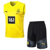 23/24 Borussia Dortmund Yellow Soccer Training Suit Singlet + Short Mens
