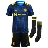 21/22 Manchester United Third Kids Soccer Jersey+Short+Socks
