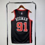(RODMAN - 91) 23/24 Chicago Bulls Black Swingman Jersey - City Edition Mens