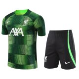 23/24 Liverpool Green Soccer Training Suit Jersey + Short Mens