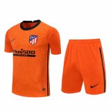 20/21 Atletico Madrid Goalkeeper Orange Man Soccer Jersey + Shorts Set