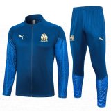 23/24 Olympique Marseille Blue Soccer Training Suit Jacket + Pants Mens