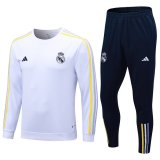 23/24 Real Madrid Crew Neck White Soccer Training Suit Mens