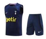 23/24 Tottenham Hotspur Navy Soccer Training Suit Singlet + Short Mens
