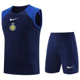 23/24 Riyadh Al-Nassr Blue Soccer Training Suit Singlet + Short Mens