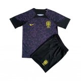 2022 Brazil Goalkeeper Black Soccer Jersey + Shorts Kids