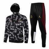 21/22 PSG x Jordan Hoodie Black Soccer Training Suit (Jacket + Pants) Mens