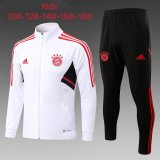 22-23 Bayern Munich White Soccer Training Suit Jacket + Pants Kids