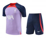 23/24 Liverpool Light Purple Soccer Training Suit Jersey + Short Mens