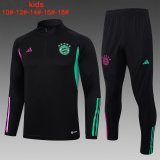 23/24 Bayern Munich Black Soccer Training Suit Sweatshirt + Pants Kids