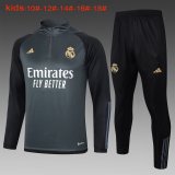 23/24 Real Madrid Dark Grey Soccer Training Suit Kids