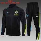 23/24 Arsenal Black Soccer Training Suit Jacket + Pants Kids