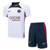 23/24 PSG White Soccer Training Suit Jersey + Short Mens
