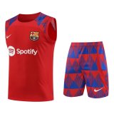 23/24 Barcelona Red Soccer Training Suit Singlet + Short Mens