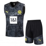 23/24 Borussia Dortmund Black Soccer Training Suit Singlet + Short Mens