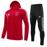21/22 Ajax Hoodie Red Soccer Training Suit Jacket + Pants Mens